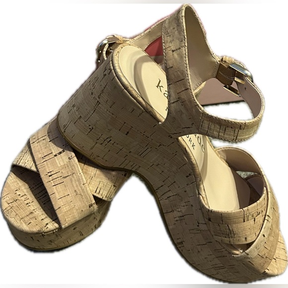 NWT Kate Spade ♠️ Jasper Cork platform Wedge Sandals - Picture 3 of 11
